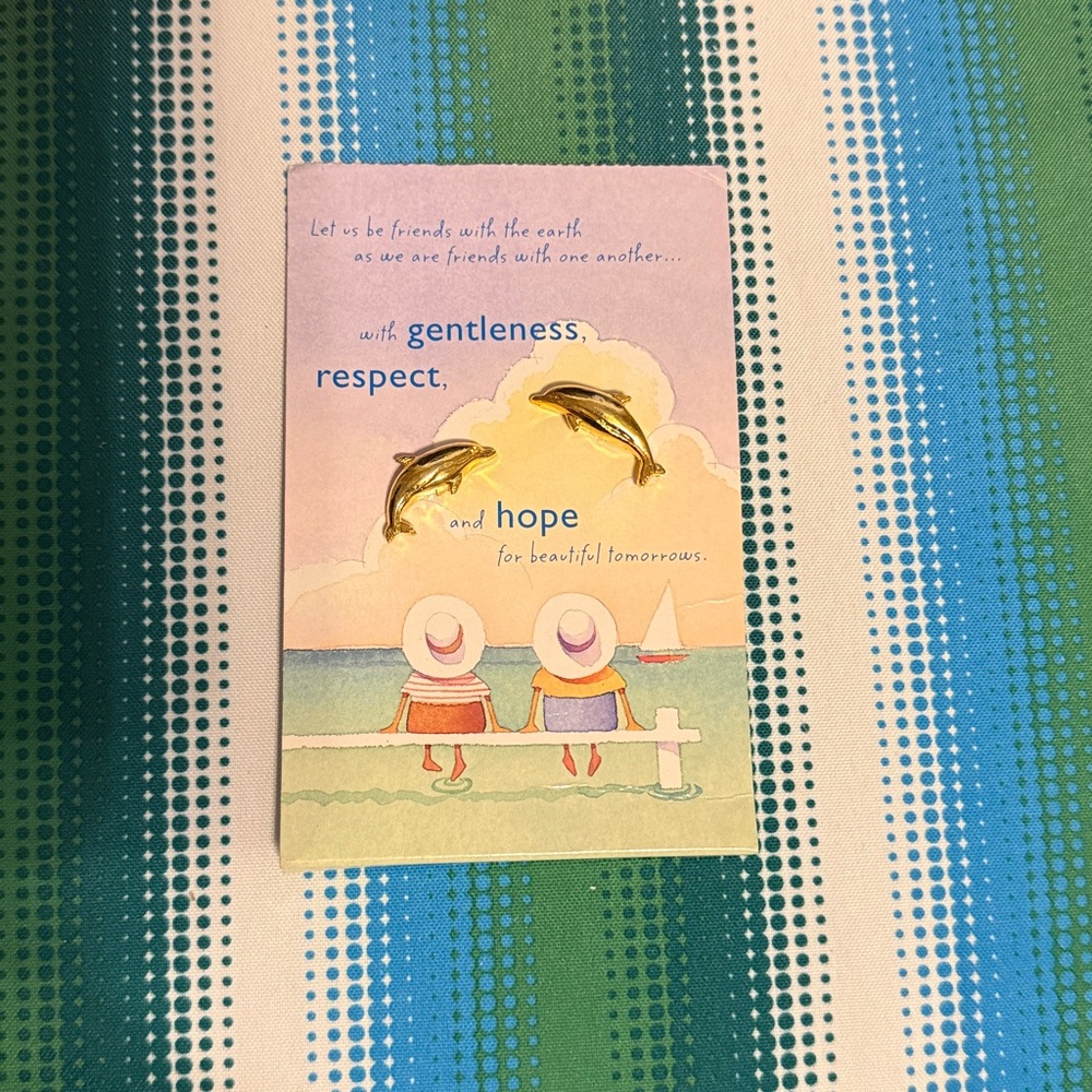 Hallmark Gold Dolphin pins on Card